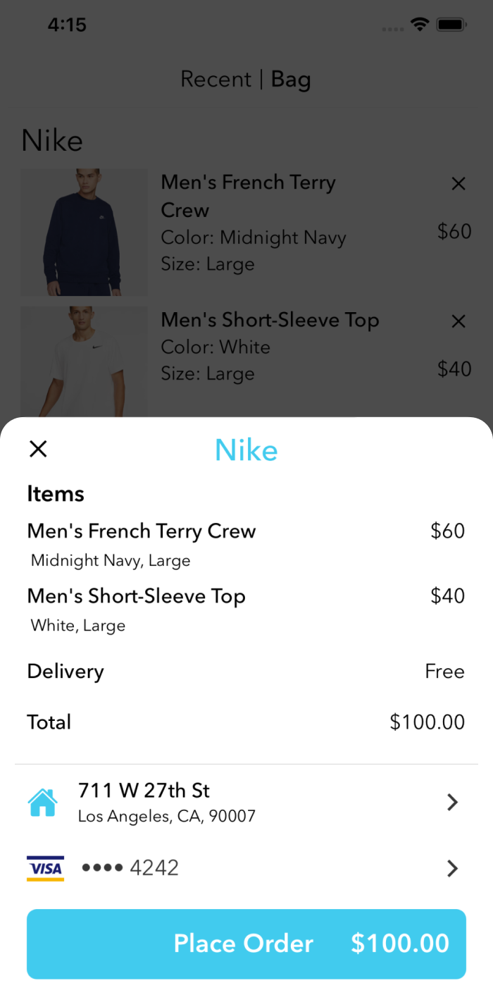 Tapanos Checkout Screen